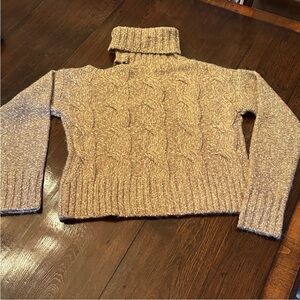Veronica Beard Cable Knit Turtleneck Sweater - Brown